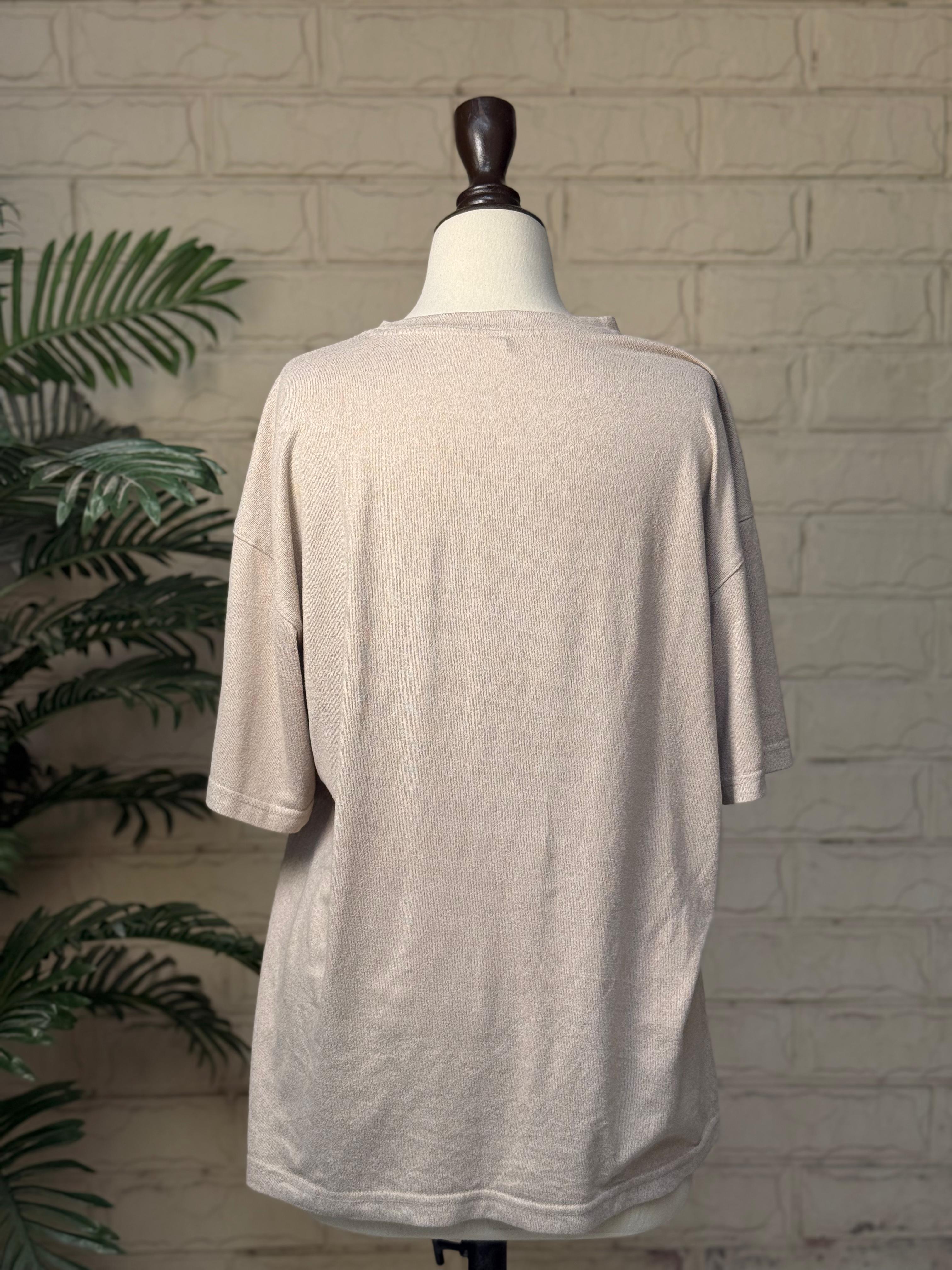Beige Dropped-Shoulder Knit Short-Sleeve Top - Image 3