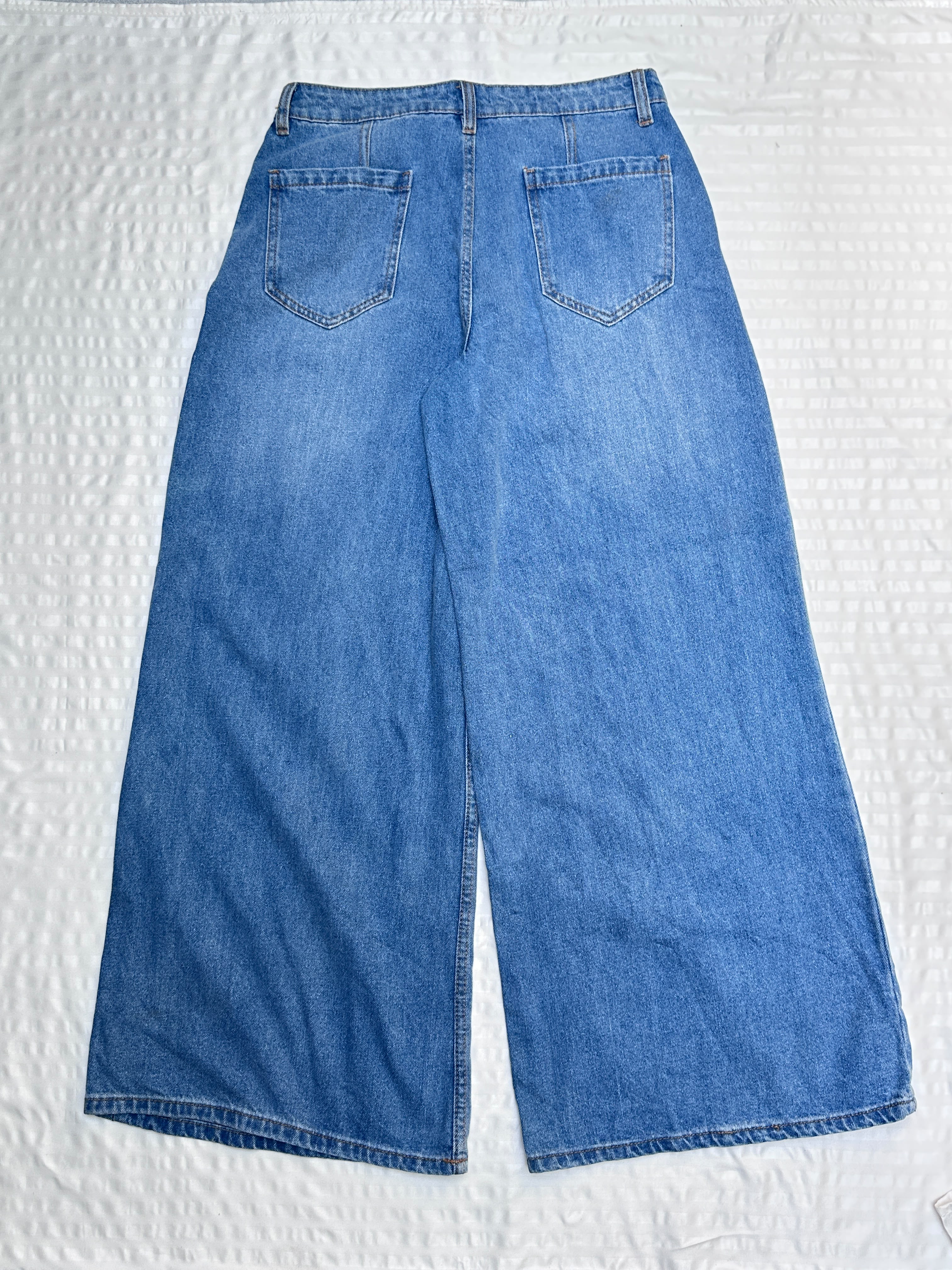 High-Waisted Pintuck Wide-Leg Denim Pants - Image 5