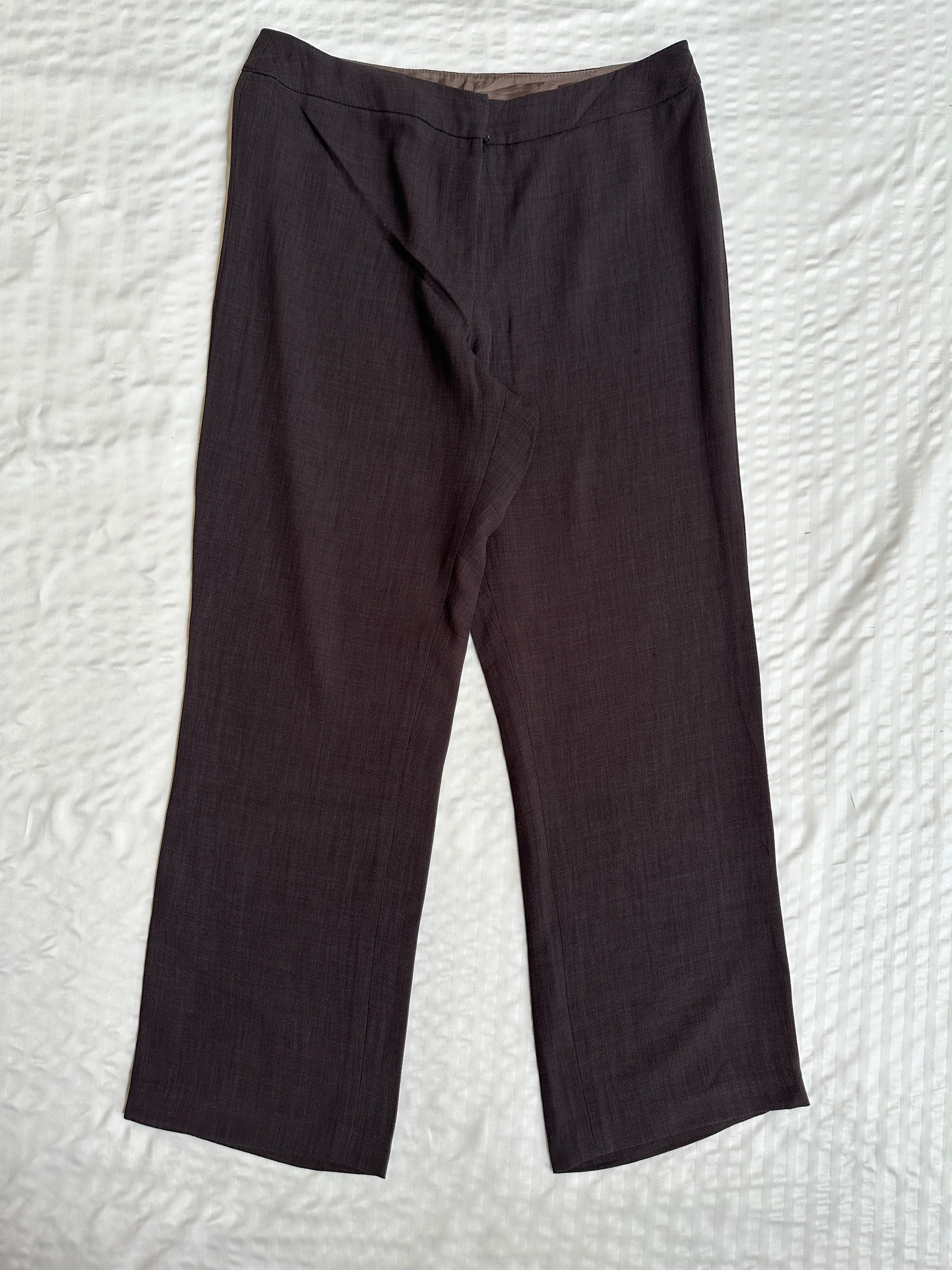 Dress Pant - Greyish Brown Georgette Straight Pant - Image 2