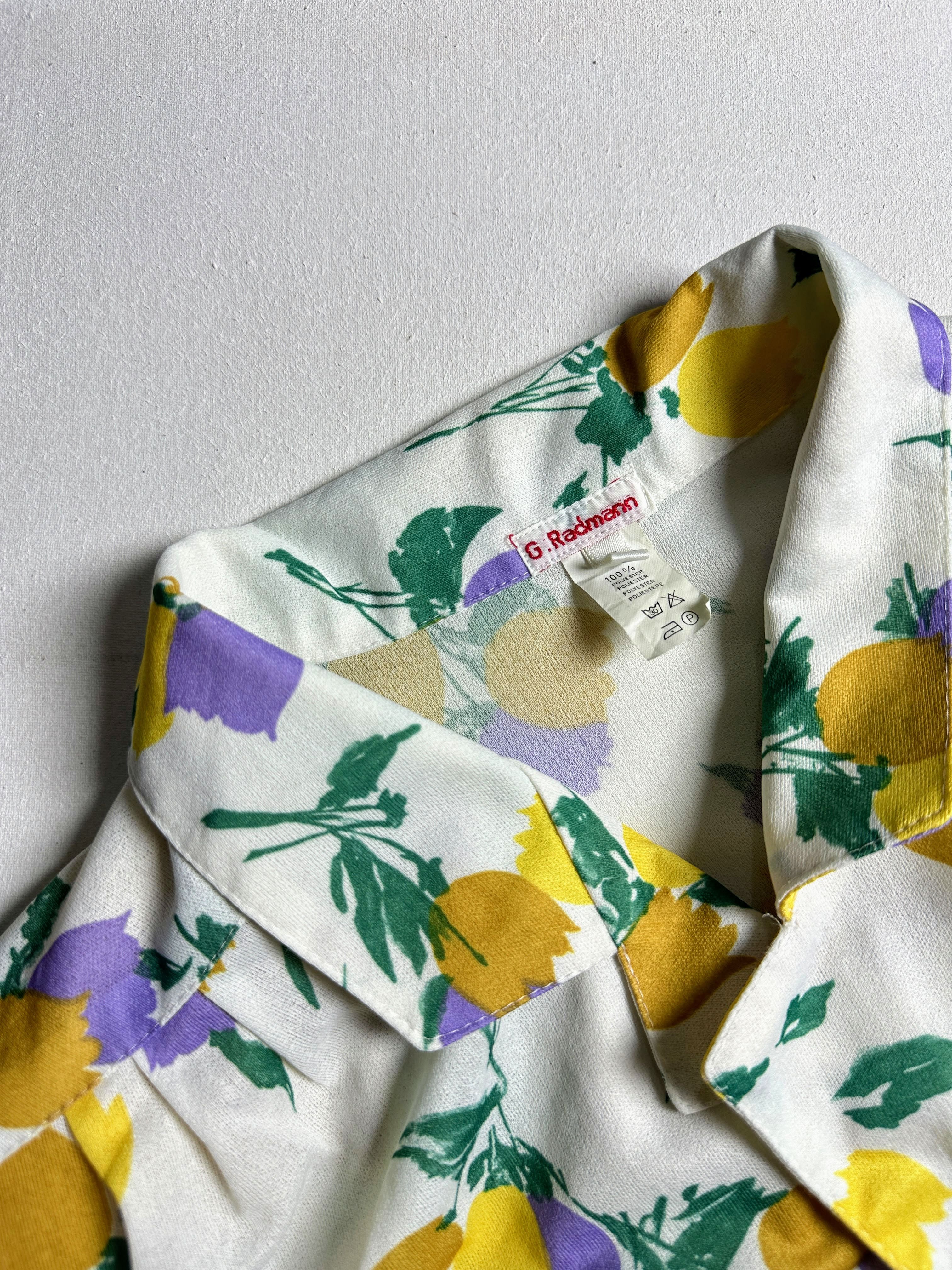 Yellow & Lavender Floral Print Short-Sleeve Cuban Collar Shirt - Image 5