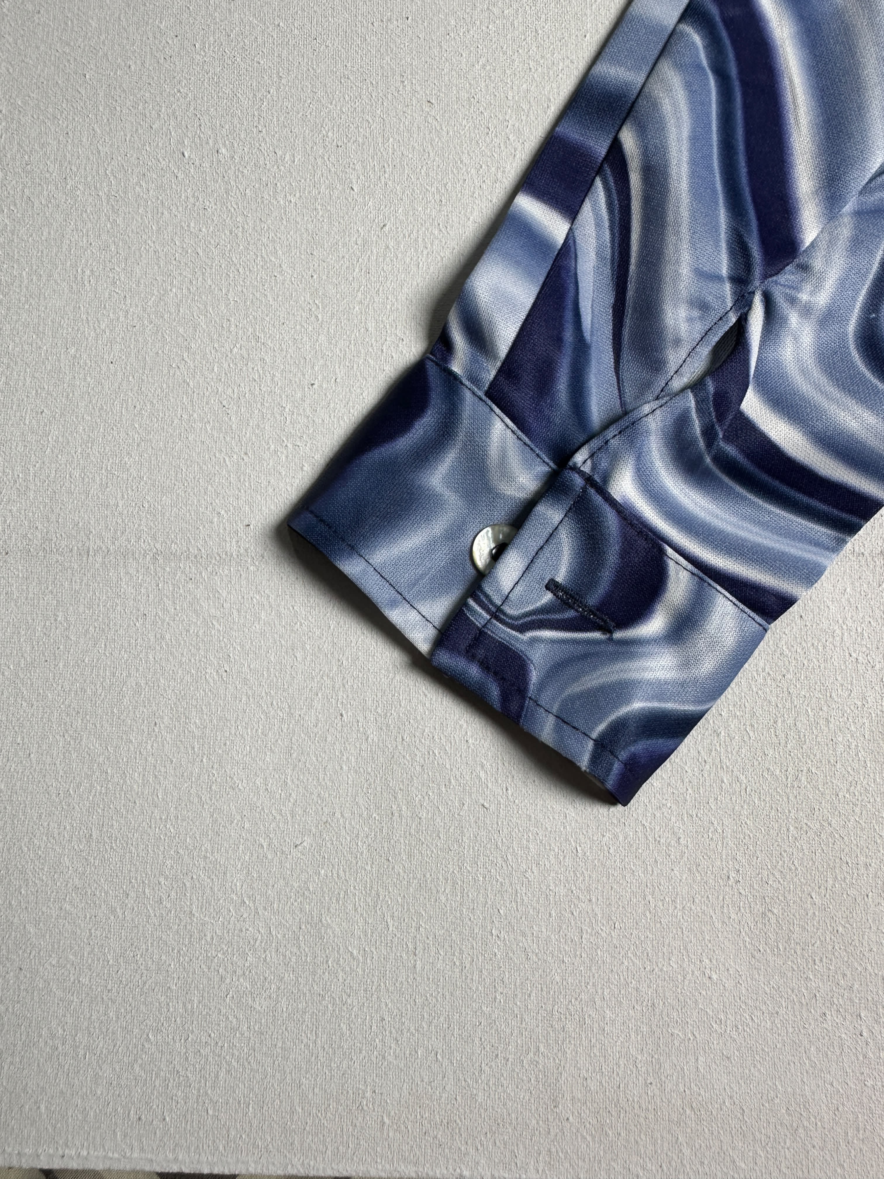 Ocean Wave Marbled Satin Button-Up Shirt - Image 5