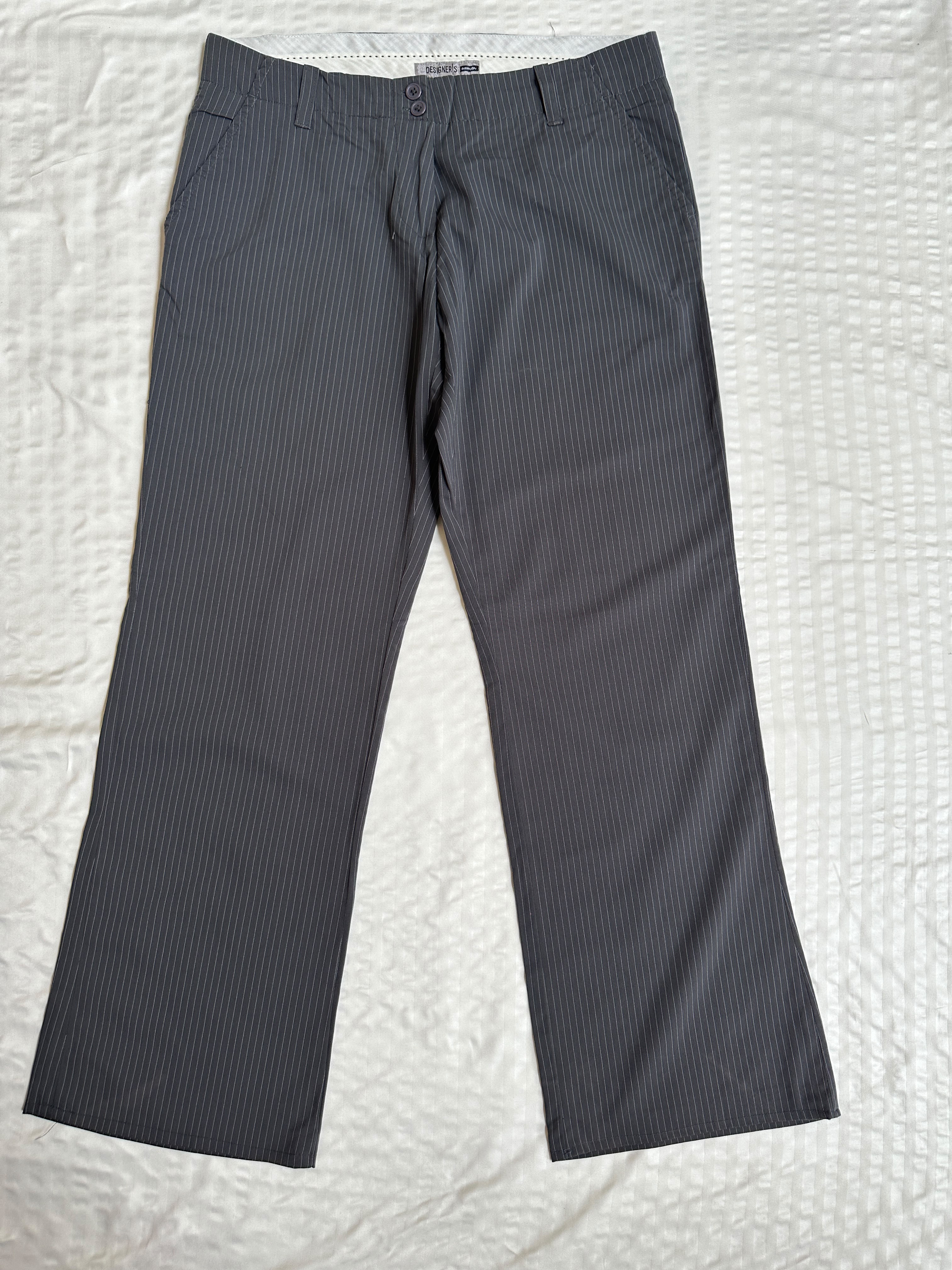 Dress Pant - Striped Grey straight Pant - Image 2