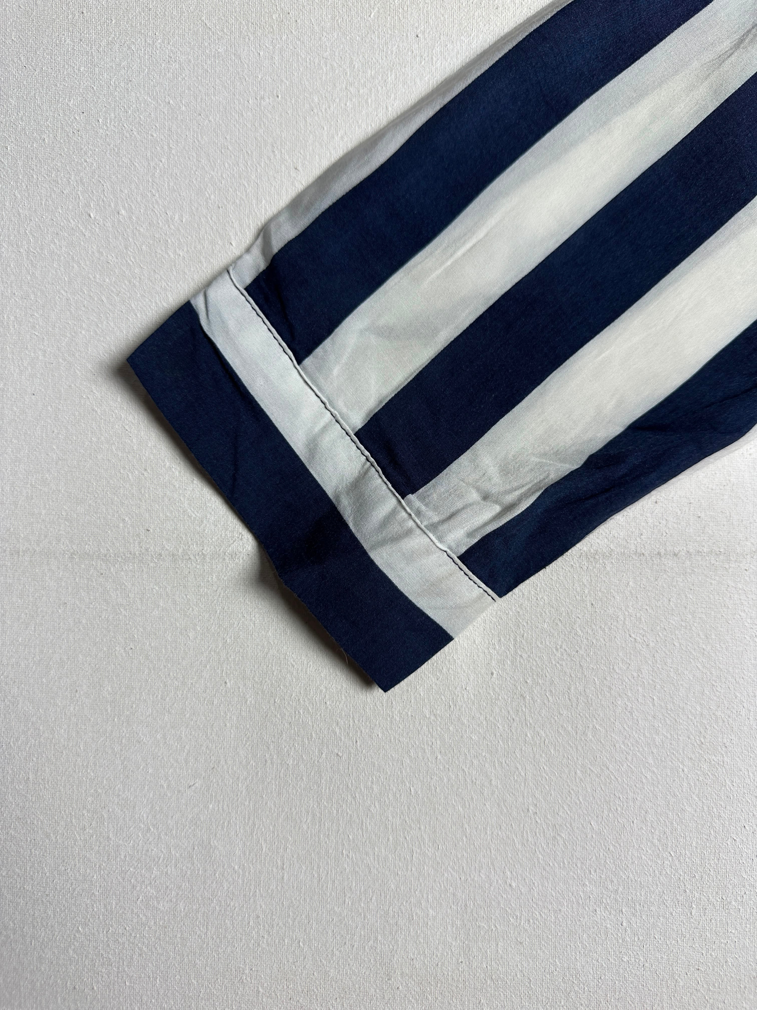 Navy & Cream Wide-Stripe Split-Neck Top - Image 4