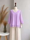 Lavender Double-Layer 3/4 Sleeve Top
